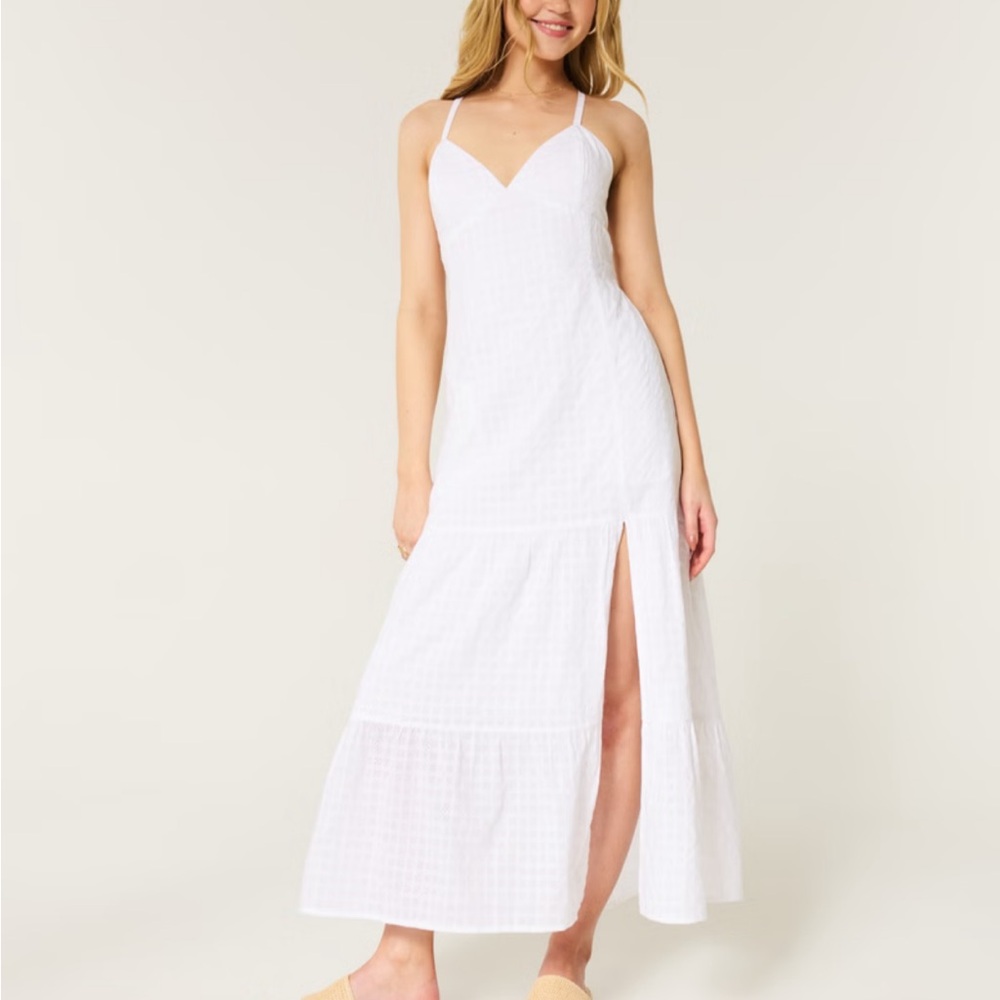 Hollister Open Back Maxi White Dress NWT